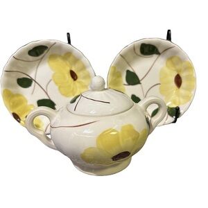 Vintagee Blue Ridge Pottery Sugar Dish & 2 Dessert Plates